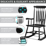 Patio Rocking Solid Wood, Outdoor Porch Rocker with Wooden Frame, Indoor Wooden Rocking 41500098