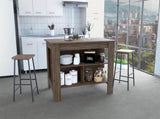 DEPOT E-SHOP Delos Kitchen Island, Four Legs, Three Shelves, Dark Brown B097132965