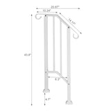 Handrails for Outdoor Steps, Iron Handrail Fits 1 Step, Transitional Handrail with Installation Kit, 39166207