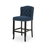 ZUN Vienna Contemporary Fabric Tufted Wingback 31 Inch Counter Stools, Set of 2, Navy Blue and Dark 64856.00NBLU