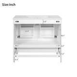 36" White Bathroom Vanity with Ceramic Sink, Soft-Close Doors, Double Storage Shelves & Divided N729P276609K