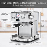 20 Bar Professional Espresso Machine with Milk Frother, Single & Double Shot, ESE Pod Compatible, W1002P292436