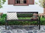 47in PVC Mesh Backrest Iron Bench Black 75056044