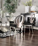 ZUN Contemporary Style Silver Metal Frame 2pc Dining Chairs Black Microfiber Seat Cushion Dining Room B011P232974