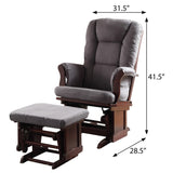 Grey and Cherry Glider Chair with Ottoman B062P182694