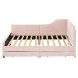 Twin Size L-Shaped Corduroy Daybed,Upholstered Bed Frame with 2 Storage Drawers,Pink N733P171470H