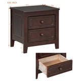 2-Drawer Nightstand for Bedroom, Mid Century Retro Bedside Table with Classic Design,Dark Walnut WF308187AAD