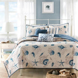 ZUN Brushed Microfiber Quilt Set with Throw Pillows Blue King B03597485