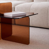 Tempered Brown Glass SideTable, Small Tea Table, Brown Night Stand Tempered Glass Sofa Table W1718P255033