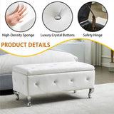Upholstered Storage Ottoman Bench For Bedroom End Of Bed Faux Leather Rectangular Storage Benches W2268P146682