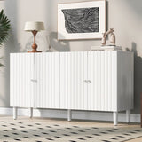 U_STYLE Elegant Four-Door Sideboard with Wavy Pattern Doors, Cylindrical Legs, and Sleek Metal N711P186790K