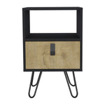 ZUN Huna Nightstand, Stylish Storage with Hairpin Leg, Open Shelf and Drawer B200P173218