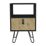 ZUN Huna Nightstand, Stylish Storage with Hairpin Leg, Open Shelf and Drawer B200P173218