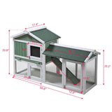 ZUN Large Wooden Rabbit Hutch Indoor and Outdoor Bunny Cage with a Removable Tray and a Waterproof Roof, W2181P146767