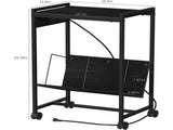 2-Tier End Table Record Player Stand with Charging Station and Vinyl Storage Shelf, Black 62250193