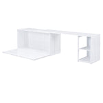 ZUN Queen Size Murphy Bed with Rotable Desk, White 11589562