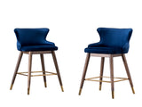 Leland Fabric Upholstered Wingback Bar Stools, Set of 2, Blue T2574P165110