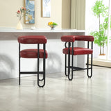 ZUN House Hold Bar Set of 1, Modern Bar Stool with Back, Black Metal Frames, Upholstered Bar W1588P207648