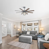 52-Inch Large Ceiling Fan With 8 Plywood Walnuted Blades,Quiet DC Motor,Glass Lampshade,3 W934P359532