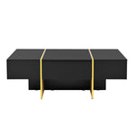 ZUN ON-TREND 47.2'' x 31.4''Minimalist High Gloss Coffee Table with 2 Drawers, Multi-Storage Rectangle N721P180693B