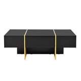 ZUN ON-TREND 47.2'' x 31.4''Minimalist High Gloss Coffee Table with 2 Drawers, Multi-Storage Rectangle N721P180693B