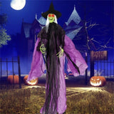 7.2ft Sound-Activated Halloween Witch - Eerie Arm Movements, Terrifying Sounds & Glowing Eyes for 49447258