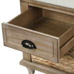 ZUN Rustic Storage Bench with 3 Drawers and 3 Rattan Baskets, Shoe Bench for Living Room, Entryway 44162772