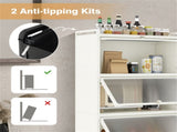 5-Tier Rolling Microwave Stand Flip Dust-Proof Doors 4 Casters with Brakes Kitchen Storage Rack 71337506