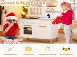 White Kids Interactive Wooden Kitchen Playset with Realistic Lights & Sounds 02819061