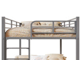 Grey Twin Bunk Bed Square Tube High Guardrail Side Ladder Opening Iron Bed 52361693