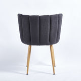 Modern GRAY dining chair with iron tube wood color legs, shorthair cushions and W23461122