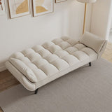 57 inch beige sofa soft two armrests throw pillow pillow comfortable fit apartment bedroom small W1658135109