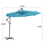 ZUN 10 FT Solar LED Patio Outdoor Umbrella Hanging Cantilever Umbrella Offset Umbrella Easy Open 06965297