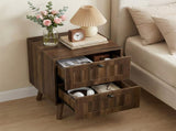 Medieval-style modern double-drawer bedside table with solid wood legs, bedside table, W1706P465285