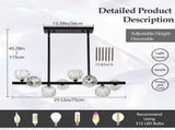 29.53" Modern Crystal Chandelier for Dining Room, 8-Light Black Pendant Lightsfor Kitchen Island 03316724