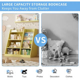 ZUN Yellow Wooden Toy Storage Organizer Cabinet Kids Bookshelf Children Bookcase Toddler Baby Sling Book W2876P233539