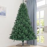 8ft Artificial Christmas Tree Full Natural Spruce PVC Fir Tree Foldable Metal Stand Unlit Green W498P198015