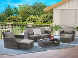 6 Piece Wicker Patio Furniture Sets with Ottoman & Tempered Glass Coffee Table W874P264687