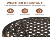 Cast Aluminum Outdoor Side Table, Anti-Rust Outdoor Round End Table, Patio Coffee Bistro Table for 65174540