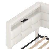 Upholstered Twin Size Daybed with Storage 2 Drawers and Charging Station, Day Bed Frame with LED N733P285121A