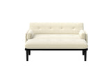 Ivory Corduroy Loveseat, Convertible Lounge Chair and Bed W570P195339