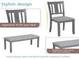 6 Piece Kitchen Set, Rectangular Wooden Table with 4 Upholstered Chairs and a Bench, 50401072