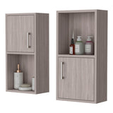 ZUN White Oak 2 Bathroom Medicine Cabinets with Open Shelf B062P175074