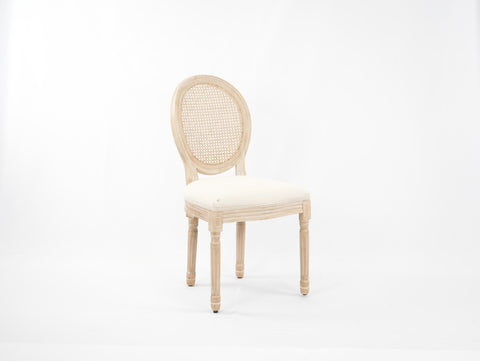 ZUN Upholstered Fabrice With Rattan Back French Dining Chair with rubber legs,Set of 2,Beige 34939454