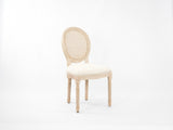 ZUN HengMing Upholstered Fabrice With Rattan Back French Dining Chair with rubber legs,Set of 2,Beige W212137125