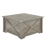 ZUN Farmhouse Coffee Table, Square Wood Center Table with Large Hidden Storage Compartment for Living 68961581