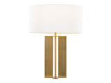 28" Metal Table Lamp in Antique Brass and White Linen B202P224190