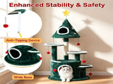 Christmas Themed Cat Tree, 50" Multi-Level Cat Tower with 2 Cozy Plush Condos, Natural Sisal 21830212