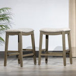 ZUN Saddle Stool -25" Counter Stool, Gray/Light Gray Fabric, Set of 2 B046P144394