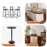27''H Barstool Set of 3 Wooden Round Bar Stools with Footrest Modern Kitchen Chairs for Counter W1757P265184